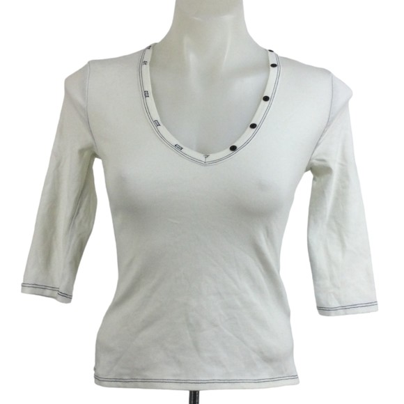 Urban Outfitters Tops - Project Social T x Urban Outfitters V-Neck Button Embroidered Shirt Top White M